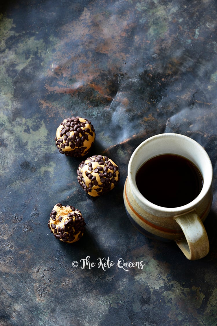 3-Ingredient Keto Chocolate Peanut Butter Protein Bites with Coffee