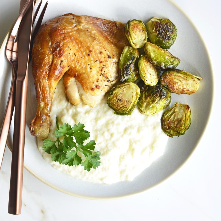 keto chicken dinner with mashed cauliflower