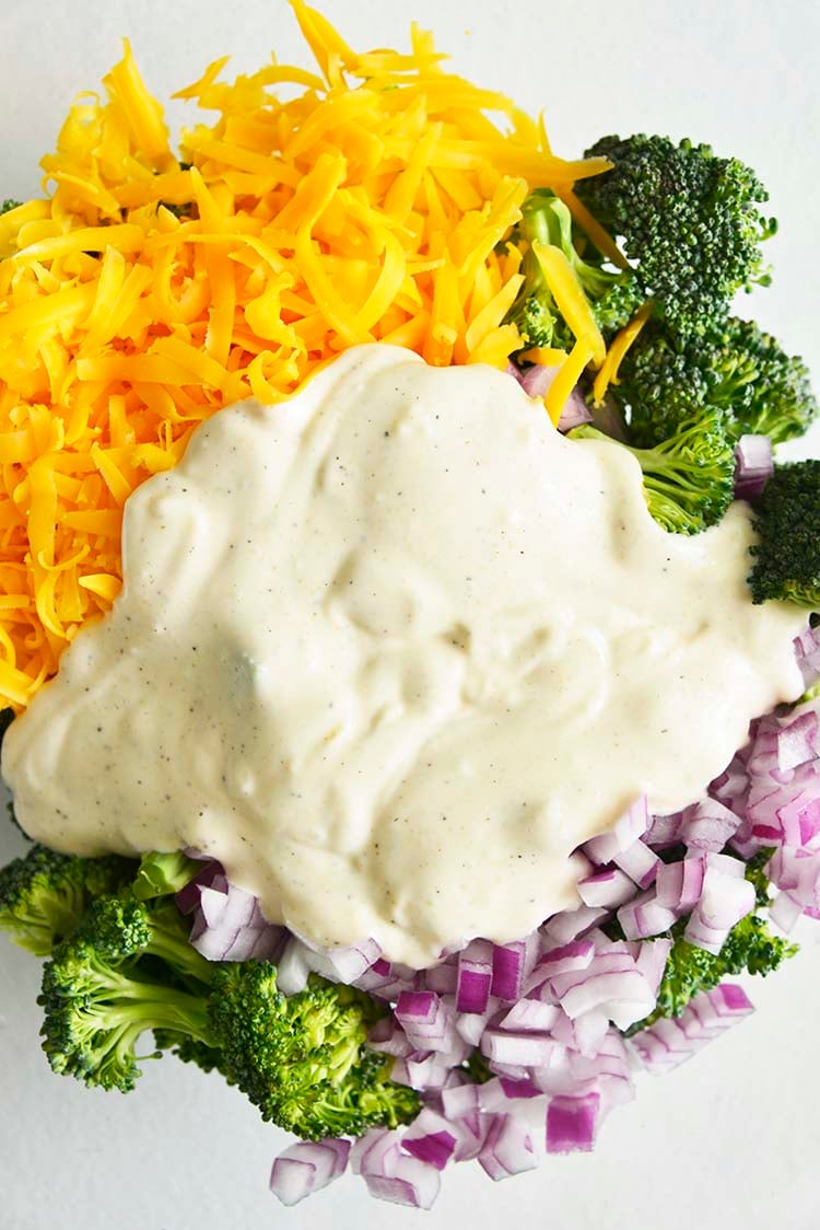 Broccoli Salad Ingredients and Dressing Ready to Mix