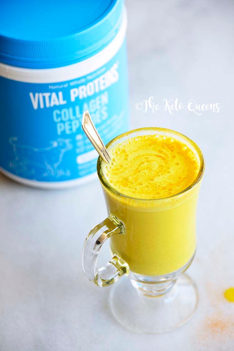 Bulletproof Golden Milk Turmeric Latte Recipe with Vital Proteins Collagen Peptides Canister
