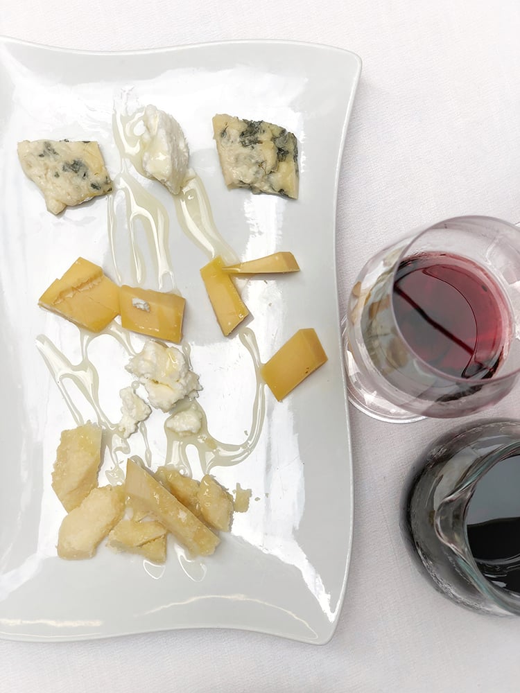 Cheese Tray and Red Wine in Venice