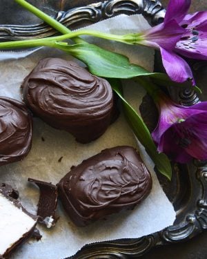 chocolate covered vanilla buttercream truffle candy featured image