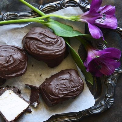 chocolate covered vanilla buttercream truffle candy featured image