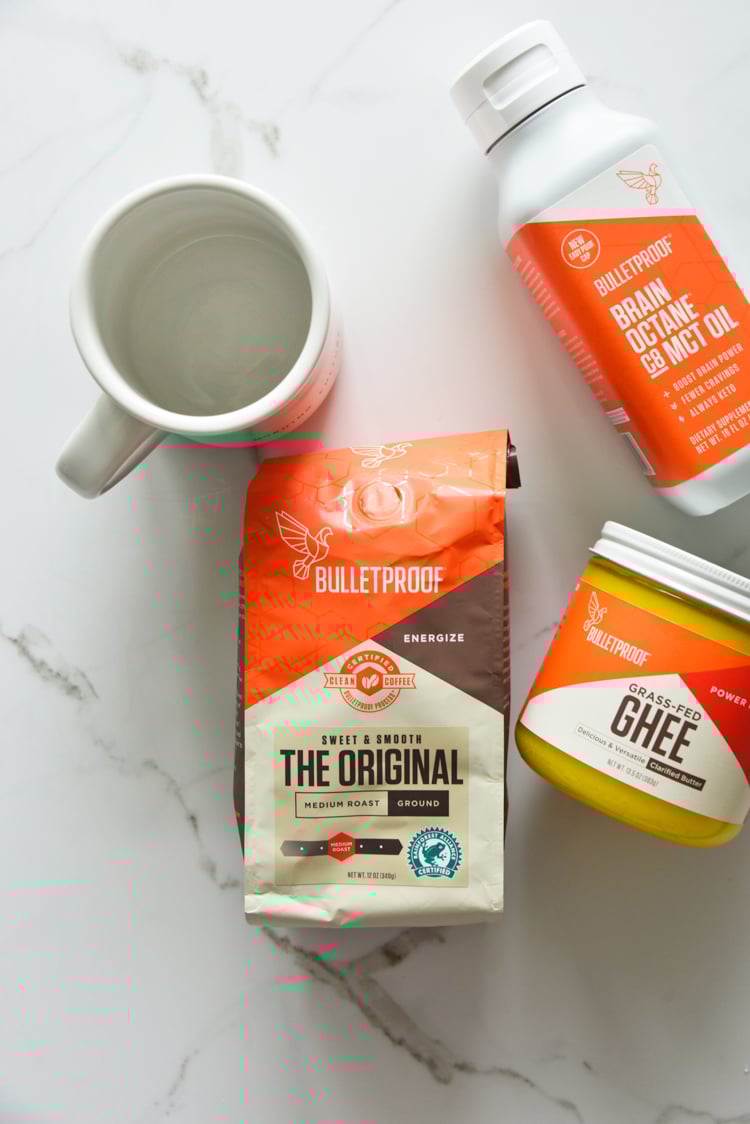creating a morning routine with bulletproof coffee and ghee and an empty mug