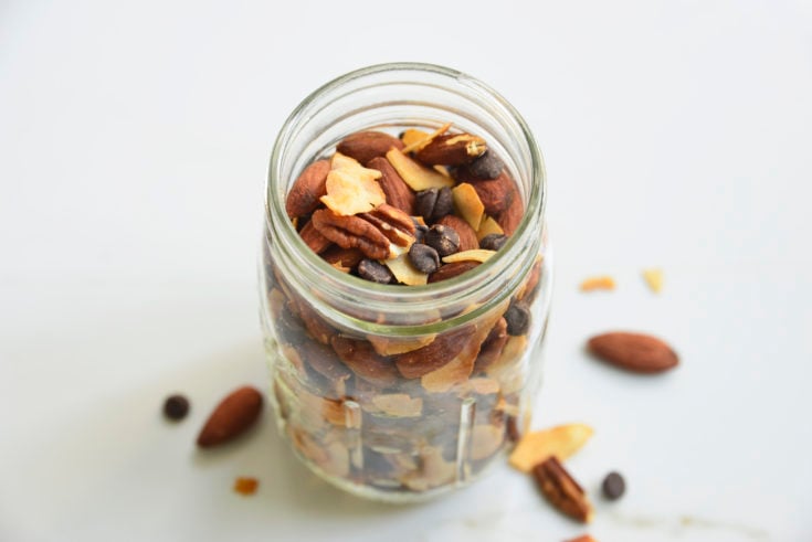 Keto Trail mix is a great low carb breakfast if you're tired of eggs. It's also super quick and easy to make! Eat this low carb trail mix alone or with full fat greek yogurt and a few drops of vanilla and stevia extract. Your taste buds will thank you later.