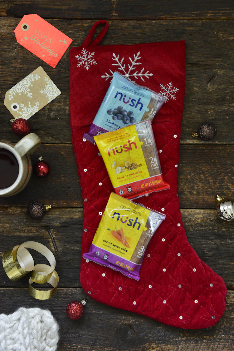Nush Foods on top of a stocking