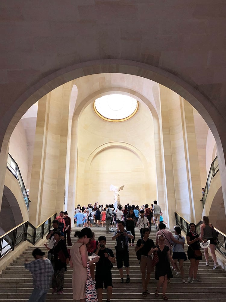 Hallway of Winged Victory of Samothrace at the Louvre