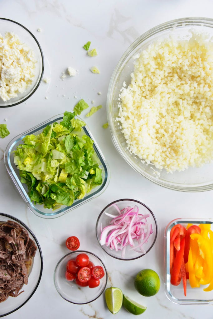 keto chipotle bowl individual ingredients