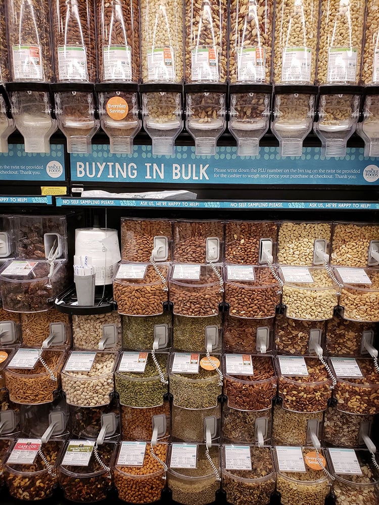 Bulk Bin of Nuts at Whole Foods
