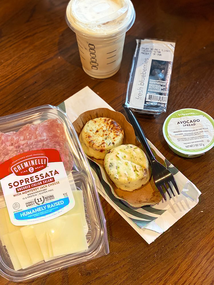 variety of low carb starbucks food