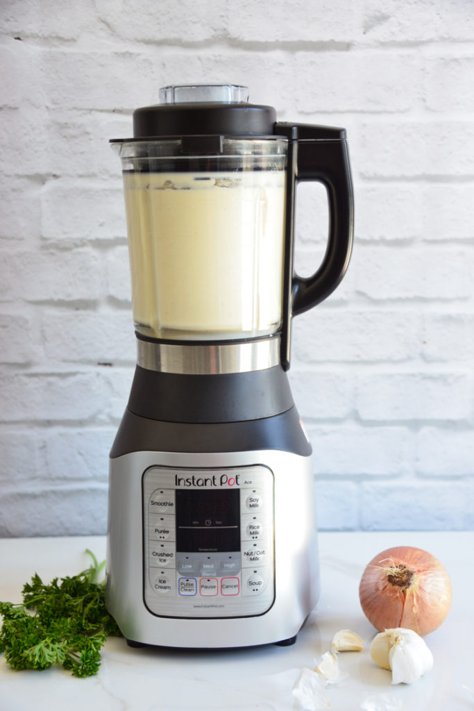 Instant Pot Ace Blender Cauliflower Soup with onion and parsley