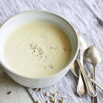 instant pot cream of broccoli stalk soup featured image