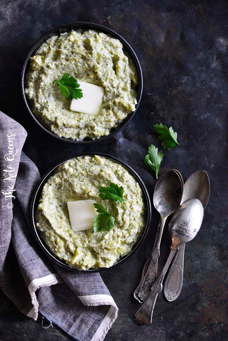 2 Bowls of Instant Pot Keto Creamy Garlic Broccoli Mash