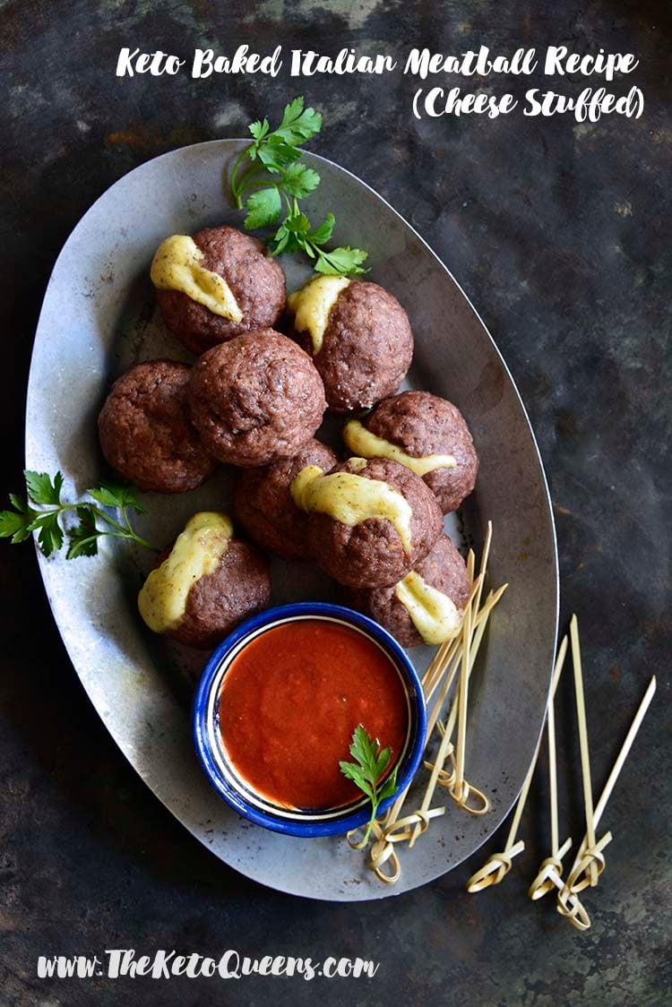 Keto Baked Italian Meatball Recipe (Cheese Stuffed) with Description