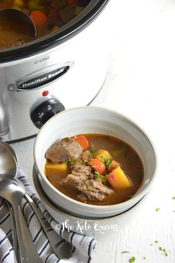 No time to make a home cooked meal? Think again! Our Keto Beef Stew Crockpot Recipe is prepped in minutes and cooks while you are at work!