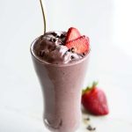 Keto Chocolate Berry Truffle Smoothie Recipe with Spoon in Smoothie