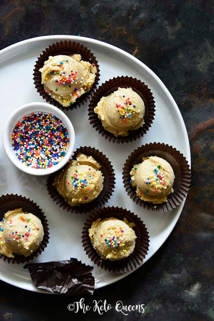 Overhead View of Keto Edible Sugar Cookie Dough Fat Bombs