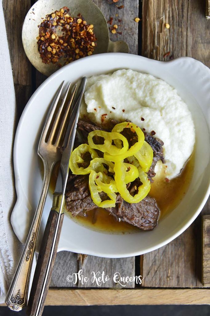 Overhead View of Keto Instant Pot Mississippi Pot Roast Recipe