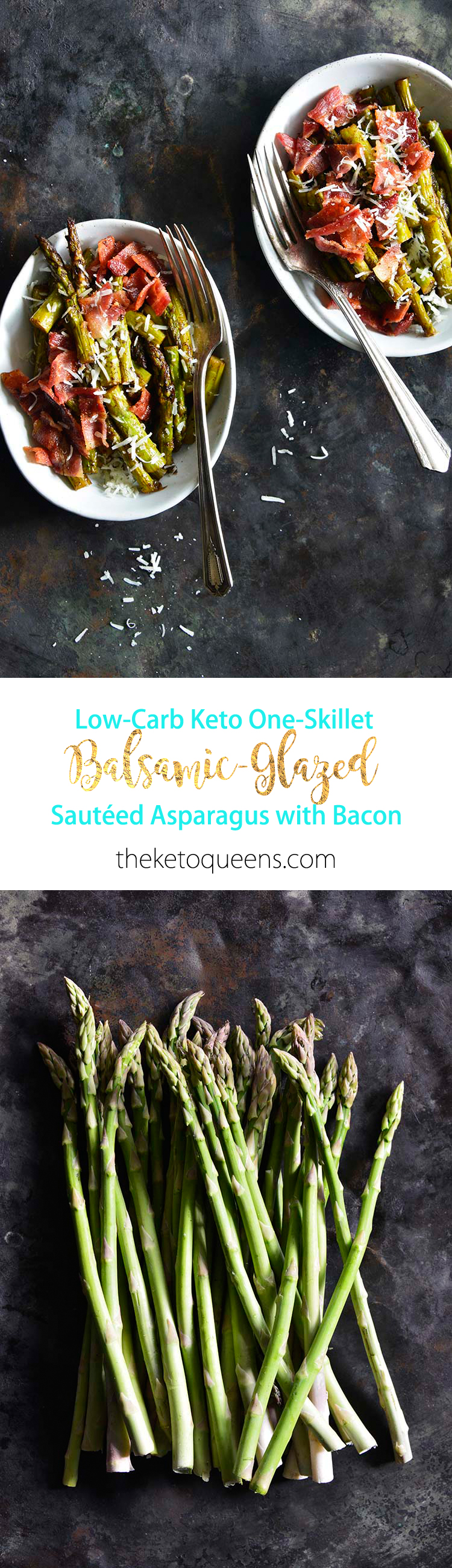 Keto One-Skillet Balsamic-Glazed Sautéed Asparagus with Bacon Long Pin