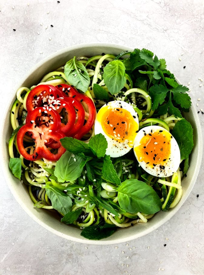 Zoodles make for the best low carb ramen noodles! Today we are sharing a video on how to make ramen noodles with a low carb twist. In this keto ramen recipe, the only thing that will be lacking is the carbs! You'll still get that delicious ramen taste including a perfectly soft boiled egg!
