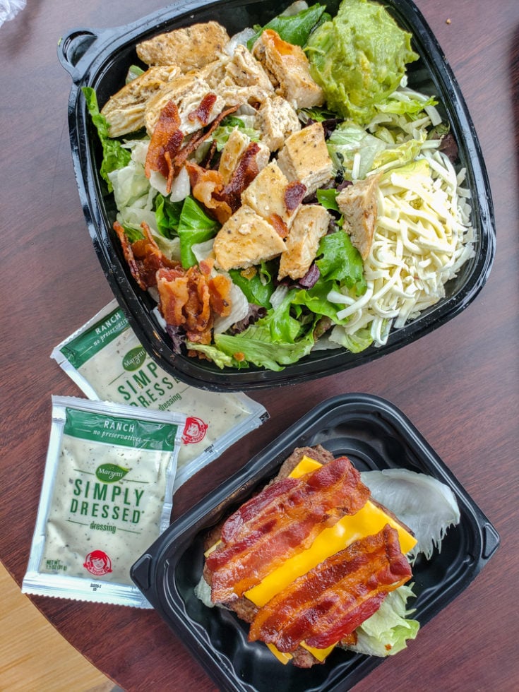Wendy's keto options - southwestern chicken salad and baconator no bun