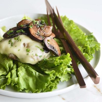 lettuce wrapped mushroom swiss burgers