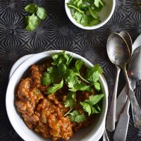 Low Carb Beef Chili Recipe (Beanless Chili) on Vintage Tray