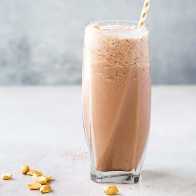 low carb chocolate peanut butter smoothie featured image