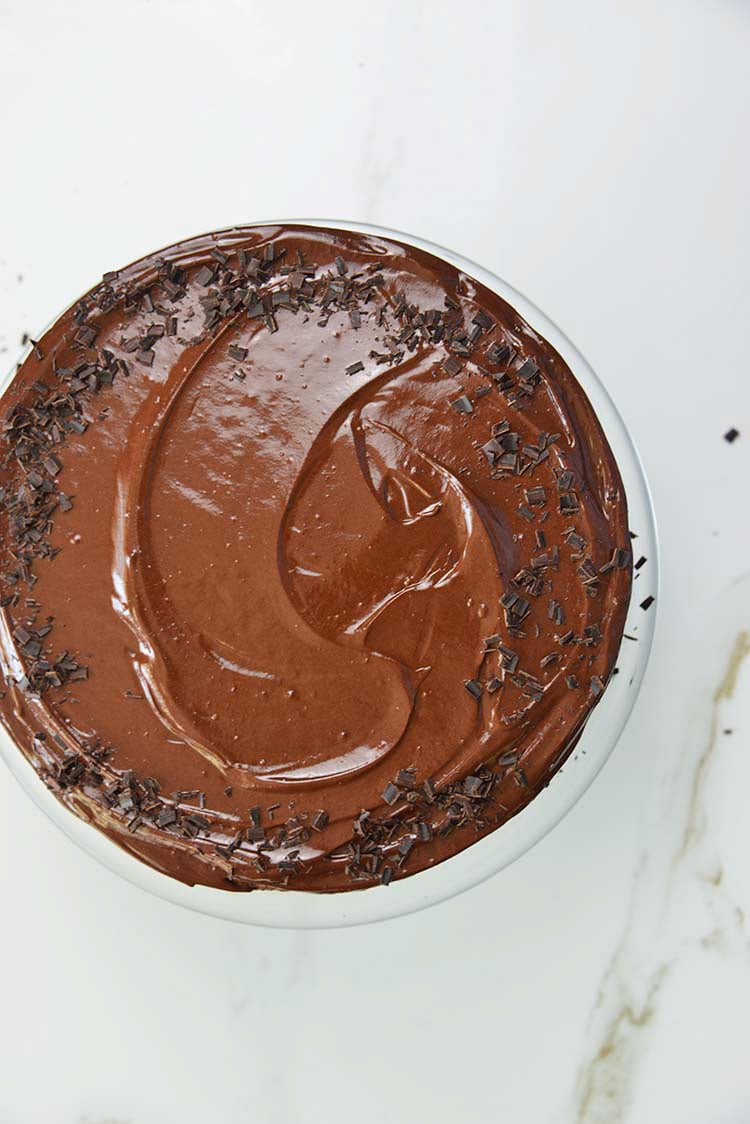 low carb flourless chocolate cake with frosting and sprinkles