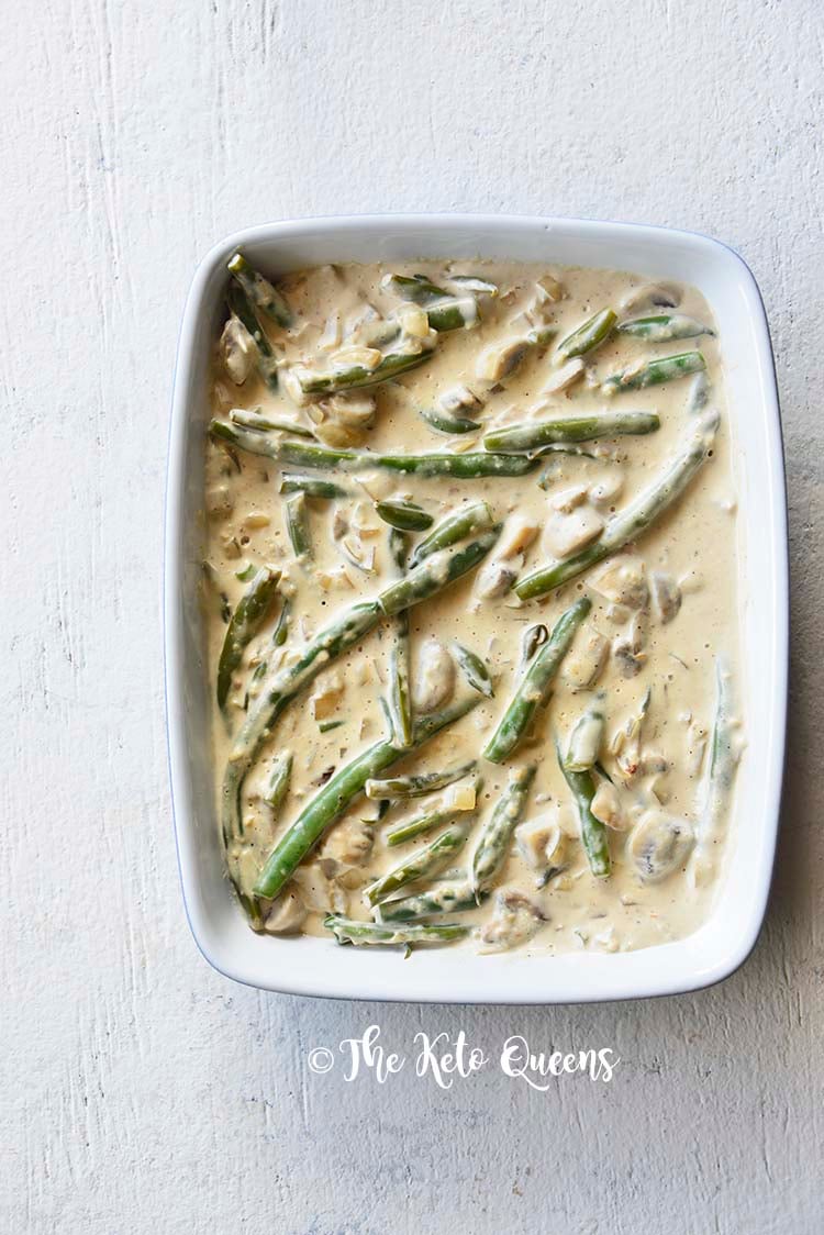 Low Carb Instant Pot Green Bean Casserole Recipe Before Baking