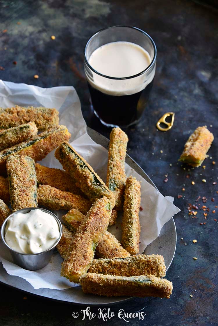 Front View of Low-Carb Keto Crispy Baked Zucchini Fries