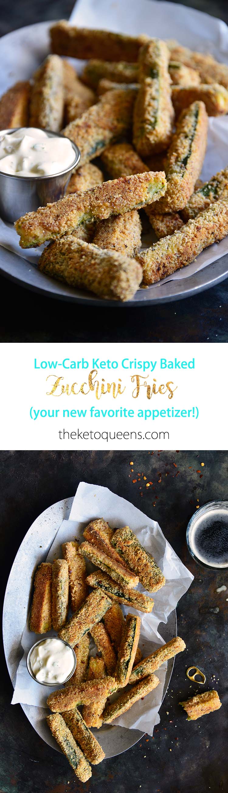 Low-Carb Keto Crispy Baked Zucchini Fries Long Pin