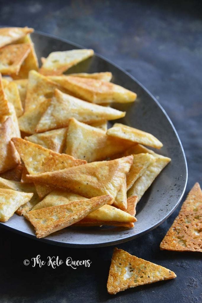 Front View of Low Carb Keto Tortilla Chips