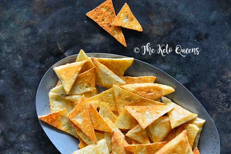 Close Up of Low Carb Keto Tortilla Chips