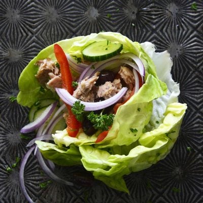 mediterranean tuna lettuce wraps featured image