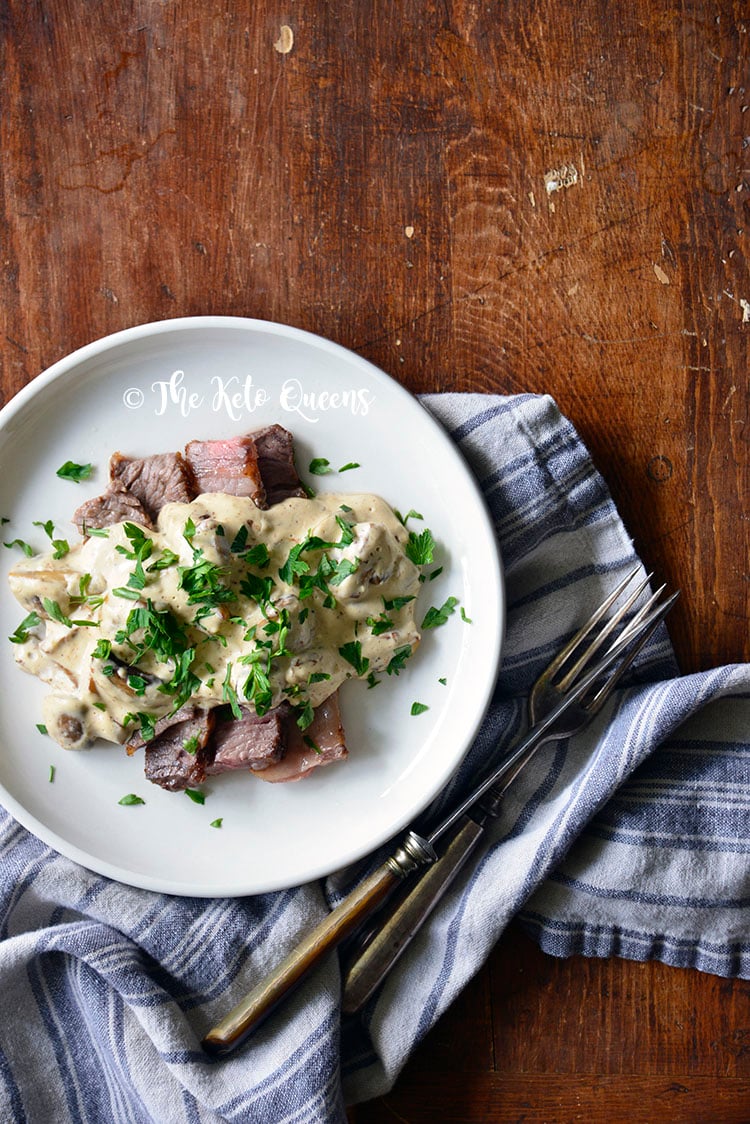 Quick and Easy Mushroom Stroganoff Sauce with Leftover Grilled Steak