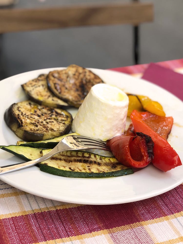 Antipasti Platter of Ricotta and Grilled Vegetables