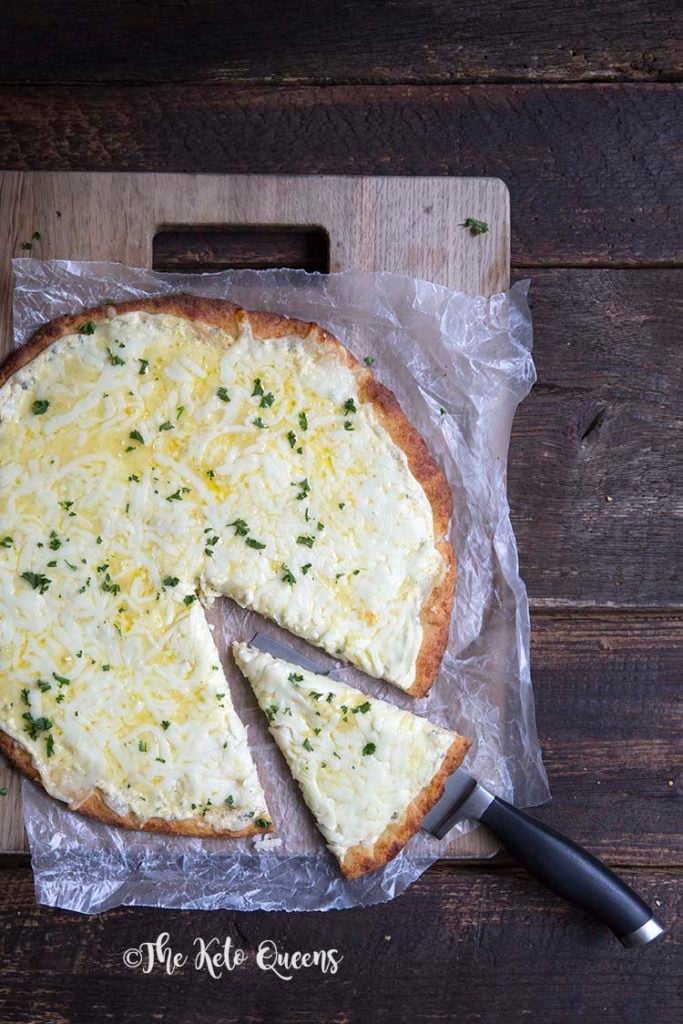 image of a whole keto pizza on a fathead pizza crust recipe