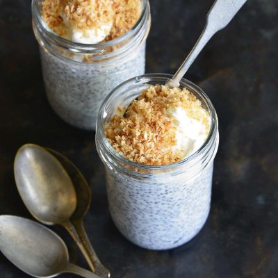 toasted coconut chia pudding featured image
