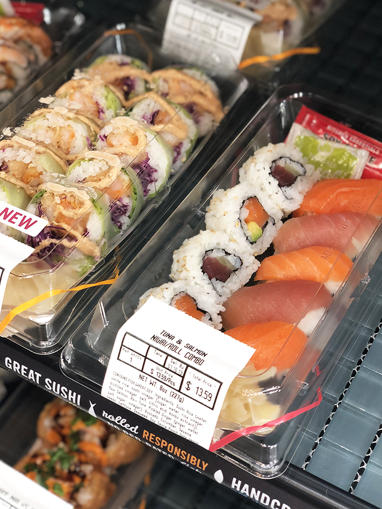 tuna and salmon nigiri and roll whole foods