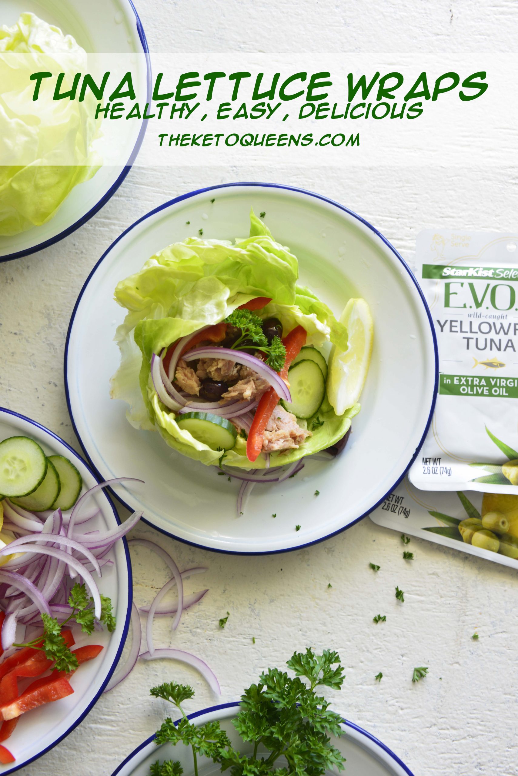 pinable image for easy Mediterranean Tuna Lettuce Wraps