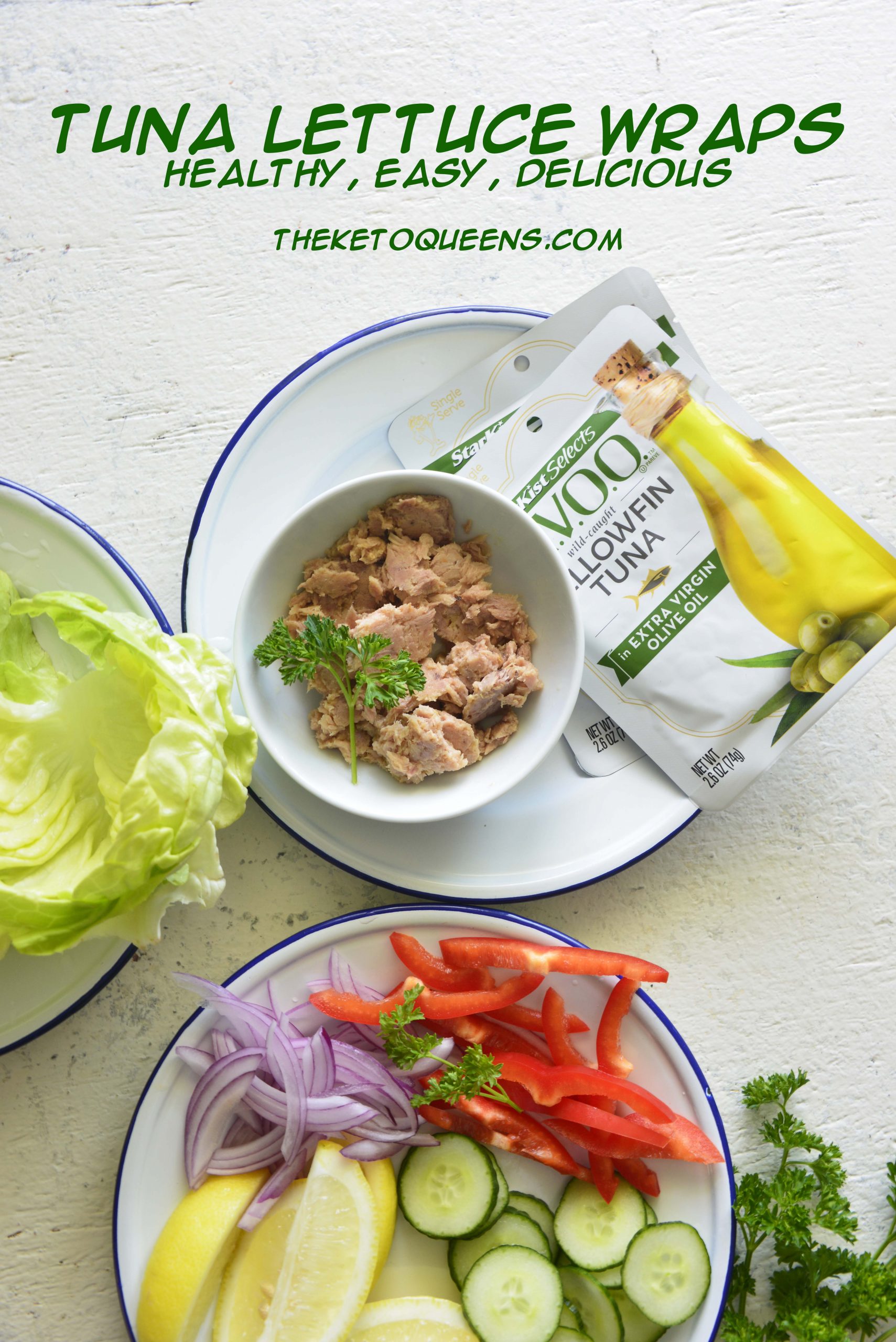 pinable image for easy Mediterranean Tuna Lettuce Wraps