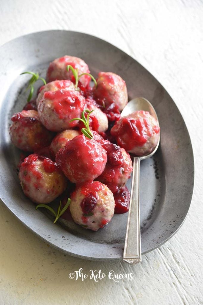Turkey Sausage Meatballs with Sugar Free Cranberry Sauce