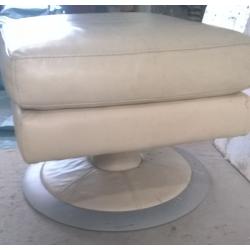 Italian cream leather foot stool.