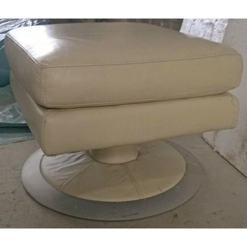 Italian cream leather foot stool.