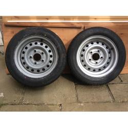 Trailer rims and tyres x2