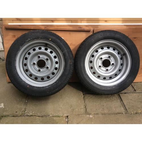 Trailer rims and tyres x2
