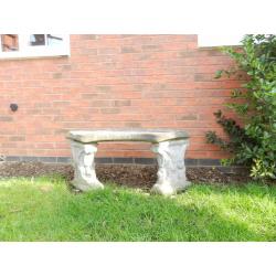 Old stone garden seat. Antique