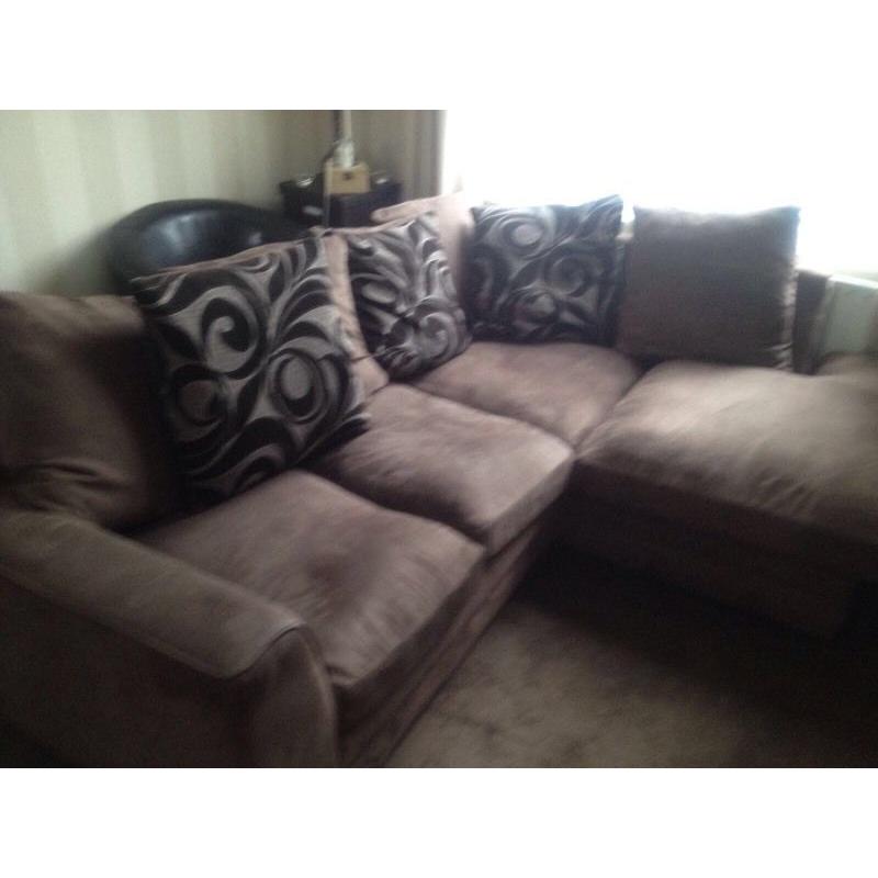 Brown suede corner sofa