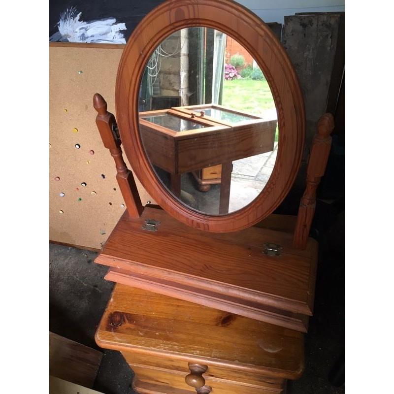Solid Pine dressing table mirror with storage